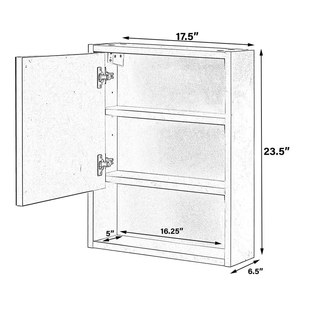 Unbranded 17.5 in. x 23.5 in. Surface Mount Medicine Cabinet Bathroom Storage, Mirrored Vanity Medicine Chest with 3 Shelves, photo 6 of 6