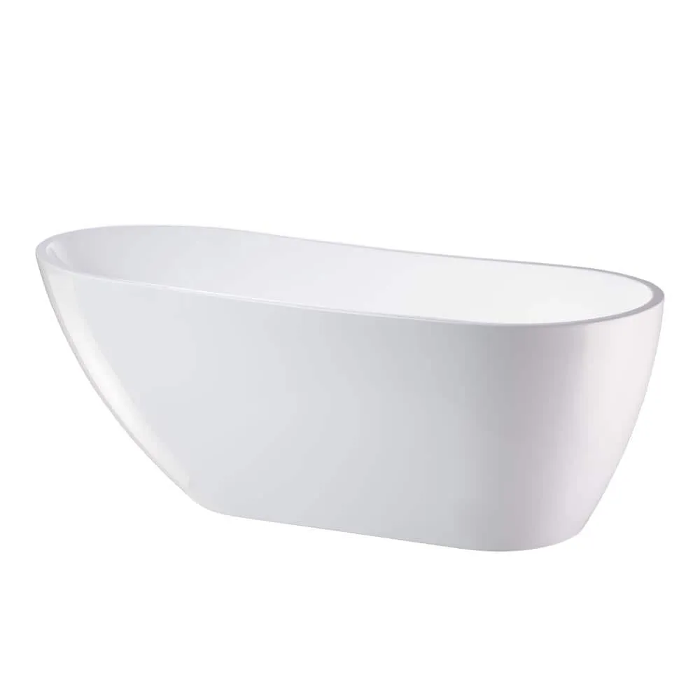 Vanity Art Colombes 67 in. Acrylic Flatbottom Freestanding Bathtub in White/Oil Rubbed Bronze, photo 7 of 8