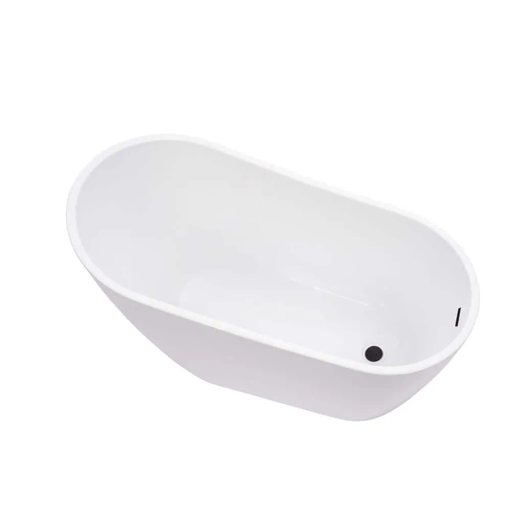 Vanity Art Colombes 67 in. Acrylic Flatbottom Freestanding Bathtub in White/Oil Rubbed Bronze, photo 3 of 8