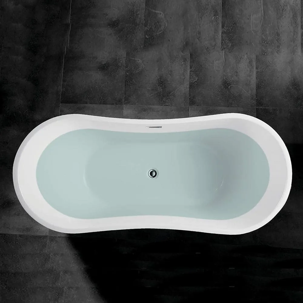Vanity Art 71 in. Acrylic Flatbottom Freestanding Bathtub in White/Oil Rubbed Bronze, photo 6 of 14