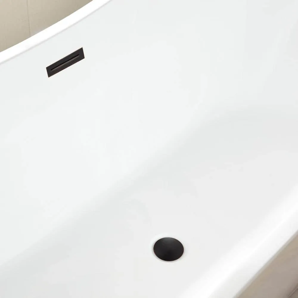 Vanity Art 71 in. Acrylic Flatbottom Freestanding Bathtub in White/Oil Rubbed Bronze, photo 13 of 14