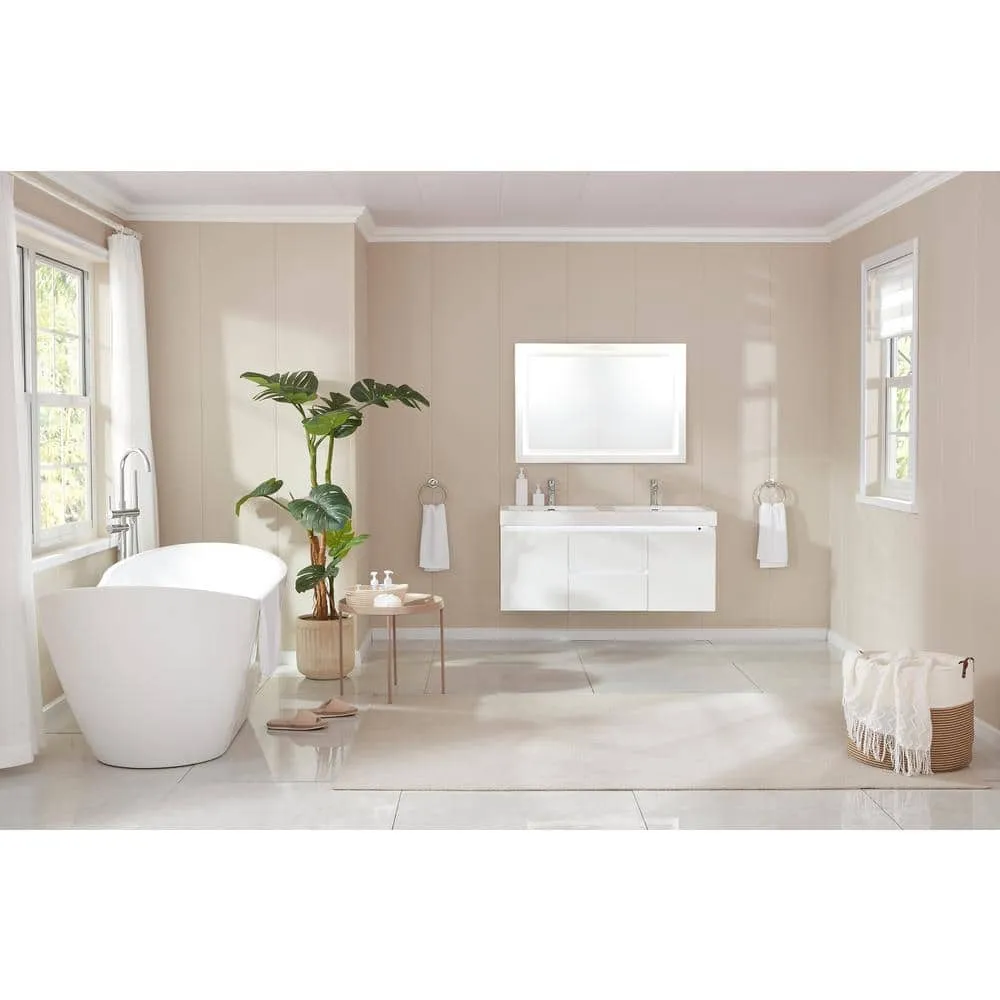 Vanity Art 71 in. Acrylic Flatbottom Freestanding Bathtub in White/Oil Rubbed Bronze, photo 8 of 14