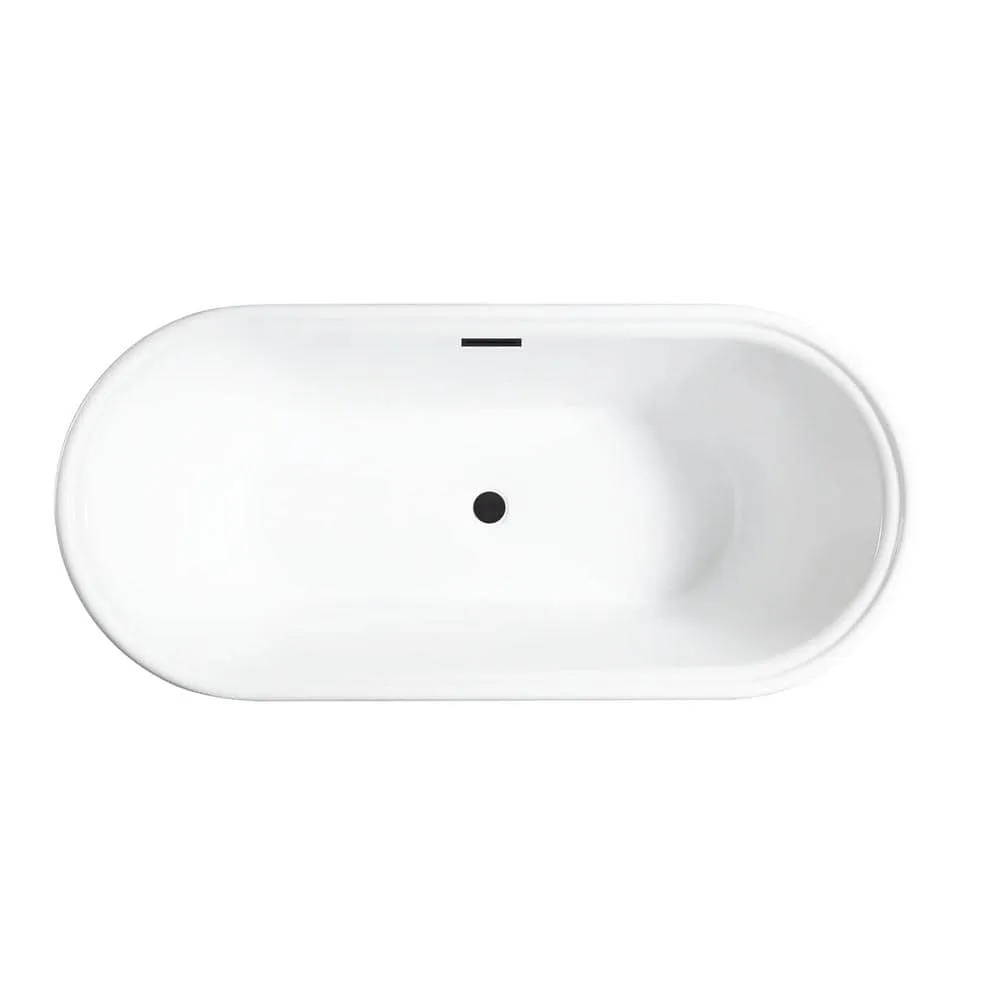 Vanity Art Versailles 67 in. x 31 in. Acrylic Freestanding Soaking Bathtub with Center Drain in White/Oil Rubbed Bronze, photo 3 of 6