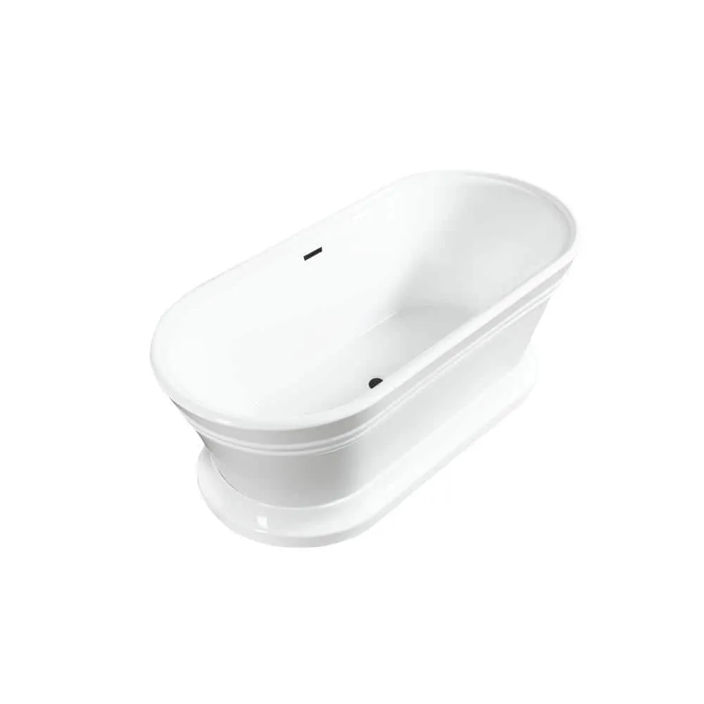 Vanity Art Versailles 67 in. x 31 in. Acrylic Freestanding Soaking Bathtub with Center Drain in White/Oil Rubbed Bronze, photo 2 of 6