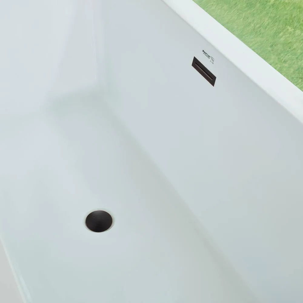 Vanity Art Tarbes 67 in. Acrylic Flatbottom Freestanding Bathtub in White/Oil Rubbed Bronze, photo 5 of 12