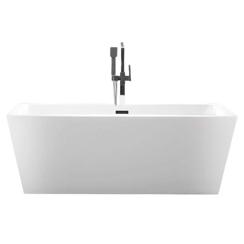 Vanity Art Tarbes 67 in. Acrylic Flatbottom Freestanding Bathtub in White/Oil Rubbed Bronze, photo 9 of 12