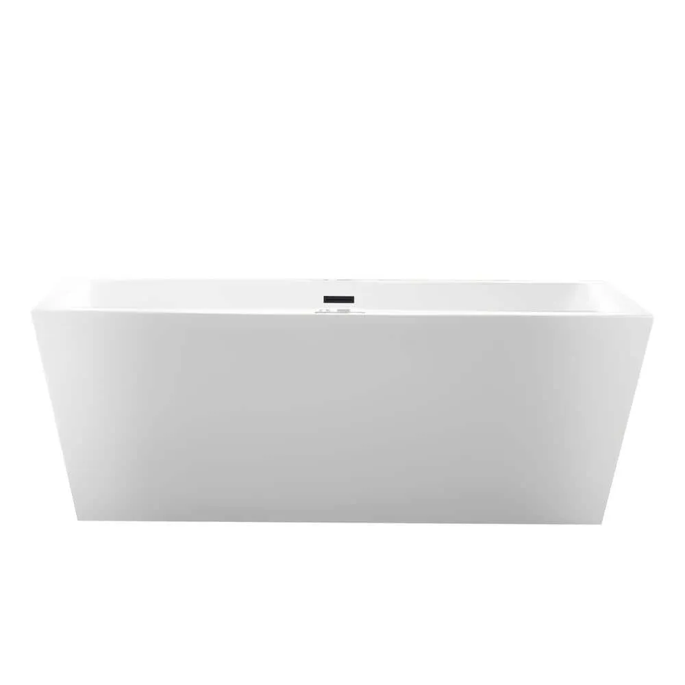 Vanity Art Tarbes 67 in. Acrylic Flatbottom Freestanding Bathtub in White/Oil Rubbed Bronze, photo 8 of 12