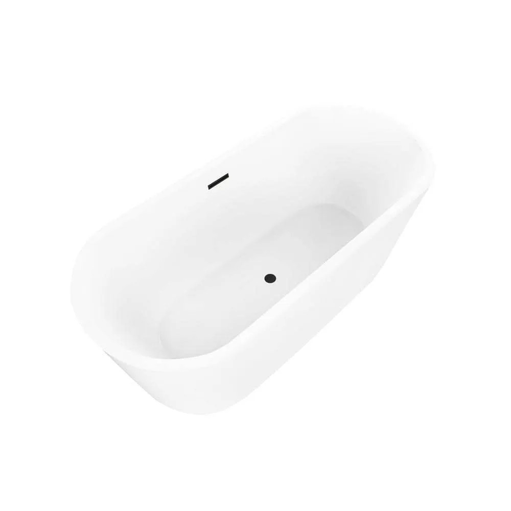 Vanity Art Bordeaux 67 in. Acrylic Flatbottom Freestanding Bathtub in White/Oil Rubbed Bronze, photo 5 of 6