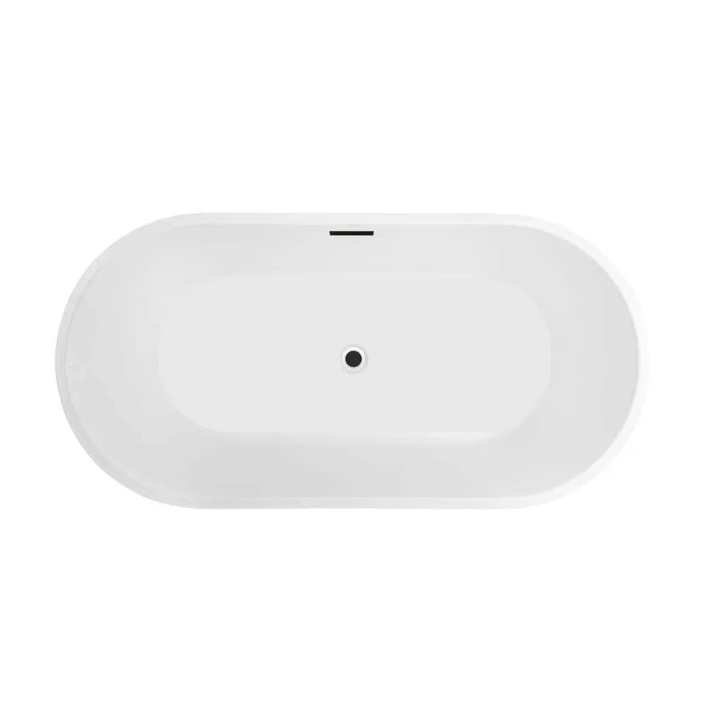 Vanity Art Domme 54 in. Acrylic Flatbottom Freestanding Non-Slip Bathtub in White/Oil Rubbed Bronze, photo 6 of 6