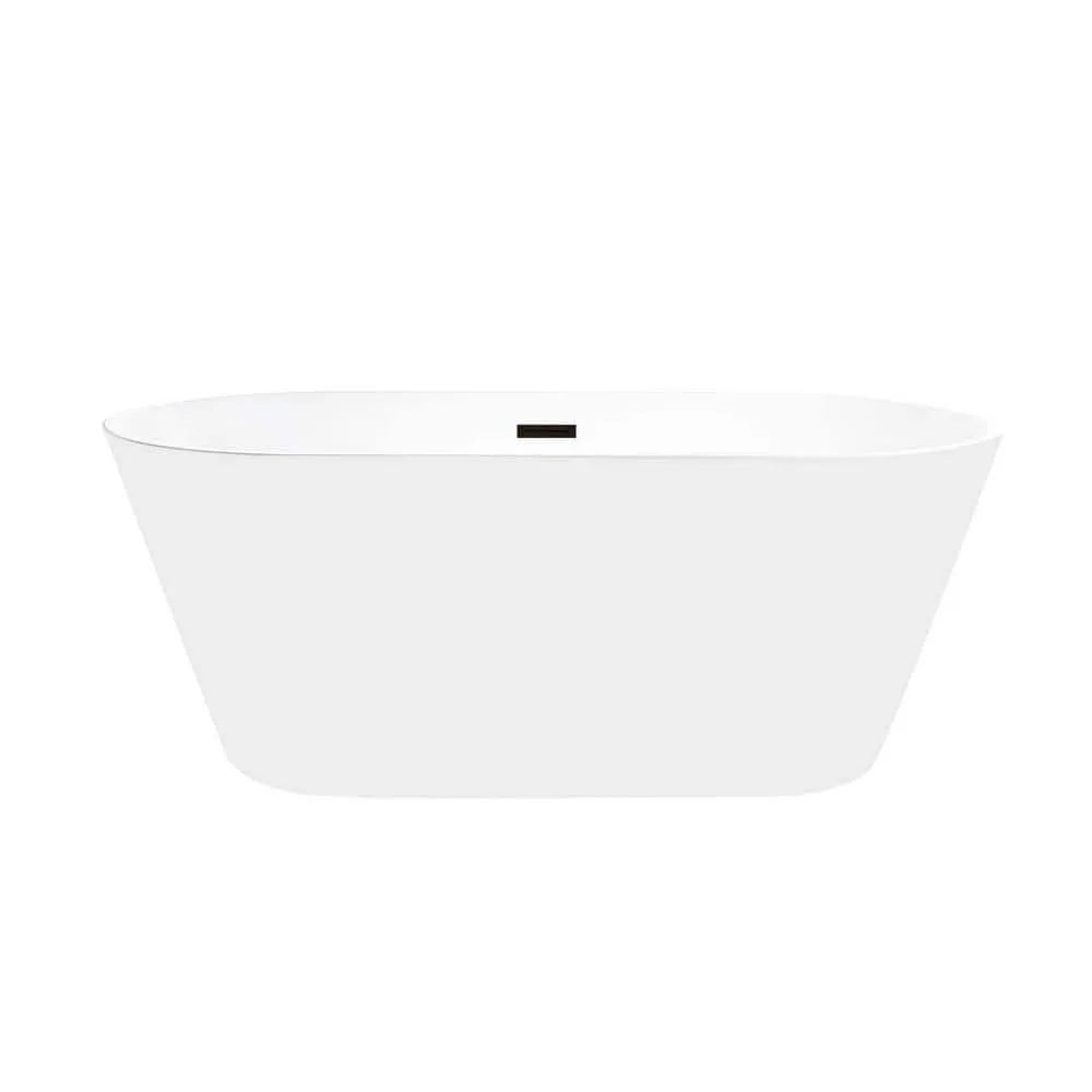 Vanity Art Domme 54 in. Acrylic Flatbottom Freestanding Non-Slip Bathtub in White/Oil Rubbed Bronze, photo 3 of 6