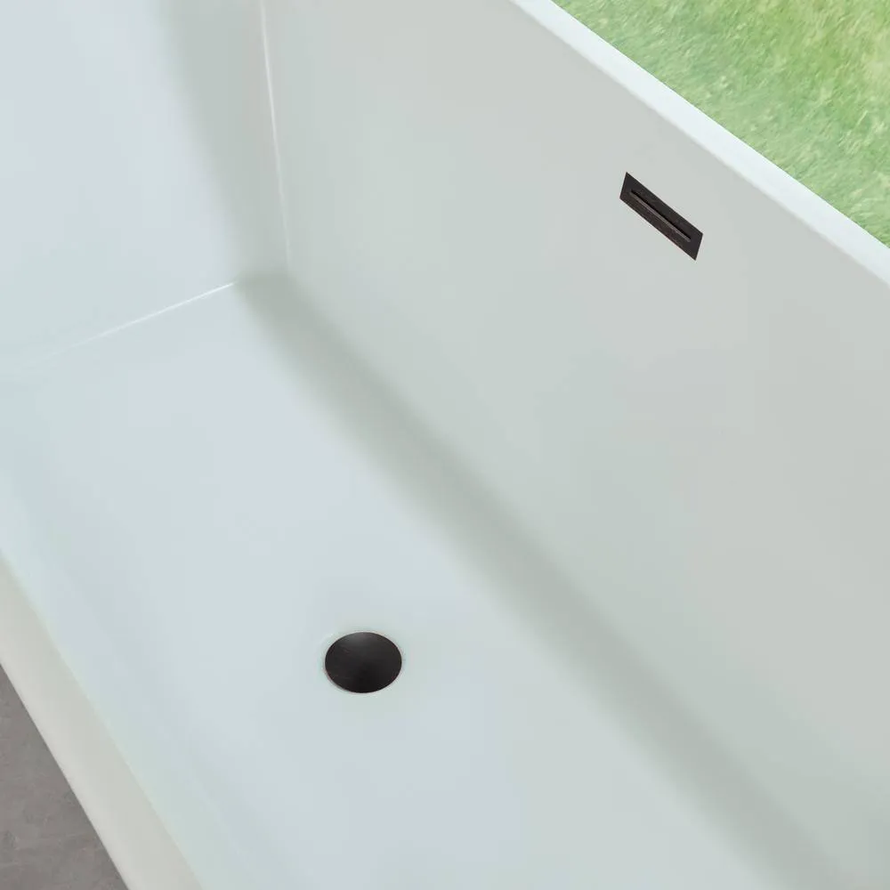 Vanity Art Nantes 67 in. x 30 in. Acrylic Freestanding Soaking Bathtub with Center Drain in White/Oil Rubbed Bronze, photo 5 of 12