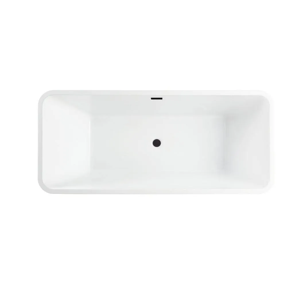 Vanity Art Nantes 67 in. x 30 in. Acrylic Freestanding Soaking Bathtub with Center Drain in White/Oil Rubbed Bronze, photo 11 of 12