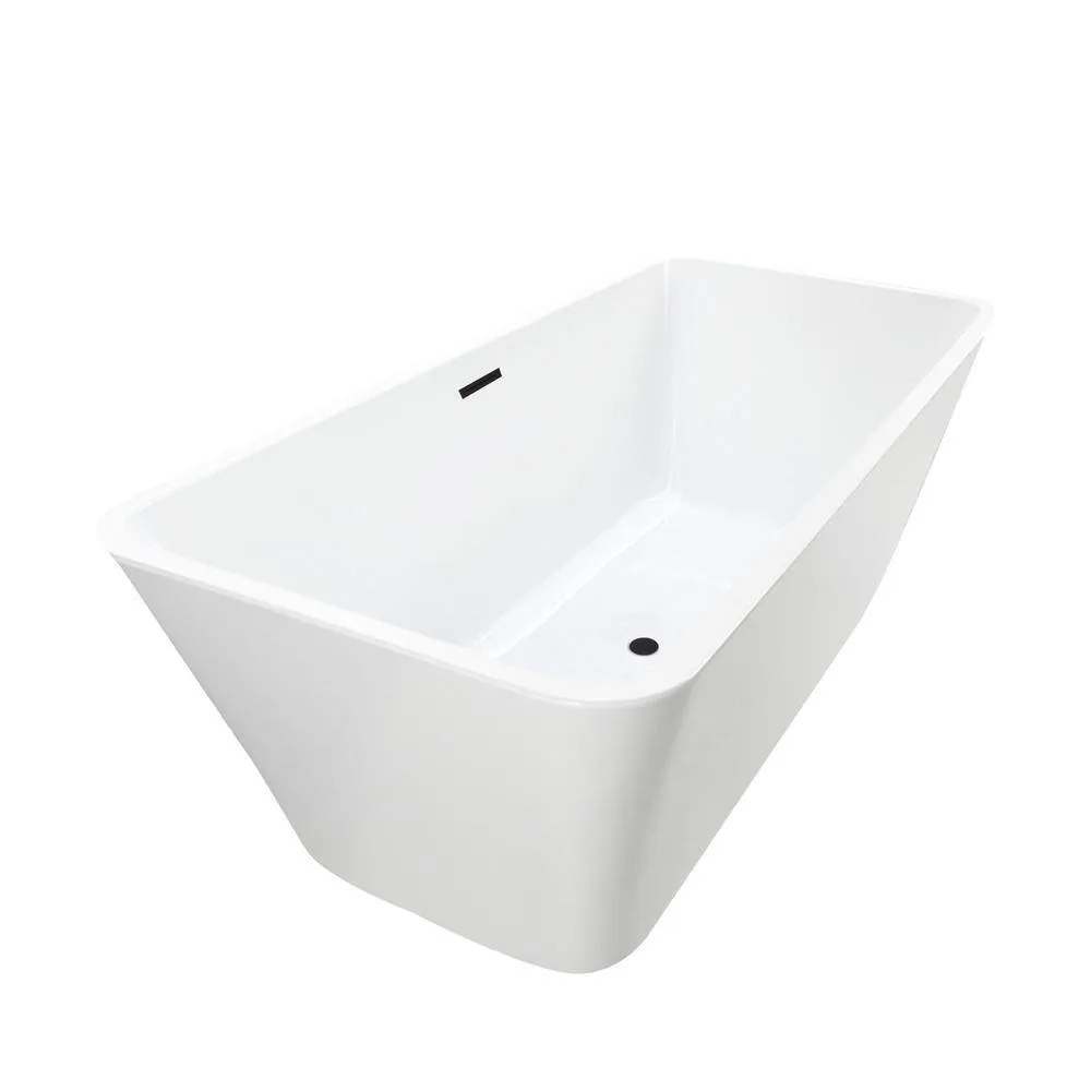 Vanity Art Nantes 67 in. x 30 in. Acrylic Freestanding Soaking Bathtub with Center Drain in White/Oil Rubbed Bronze, photo 9 of 12