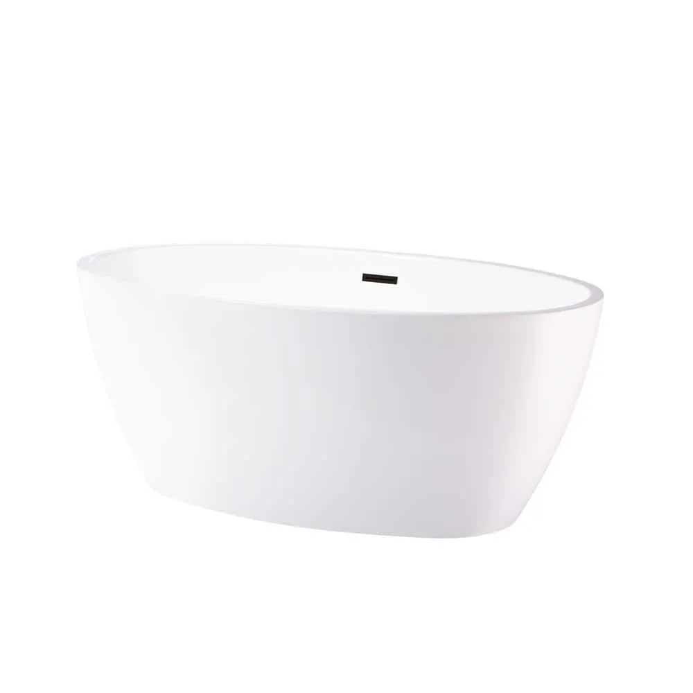 Vanity Art Amiens 69 in. x 40 in. Acrylic Flatbottom Freestanding Soaking Bathtub with Center Drain in White/Oil Rubbed Bronze, photo 4 of 6