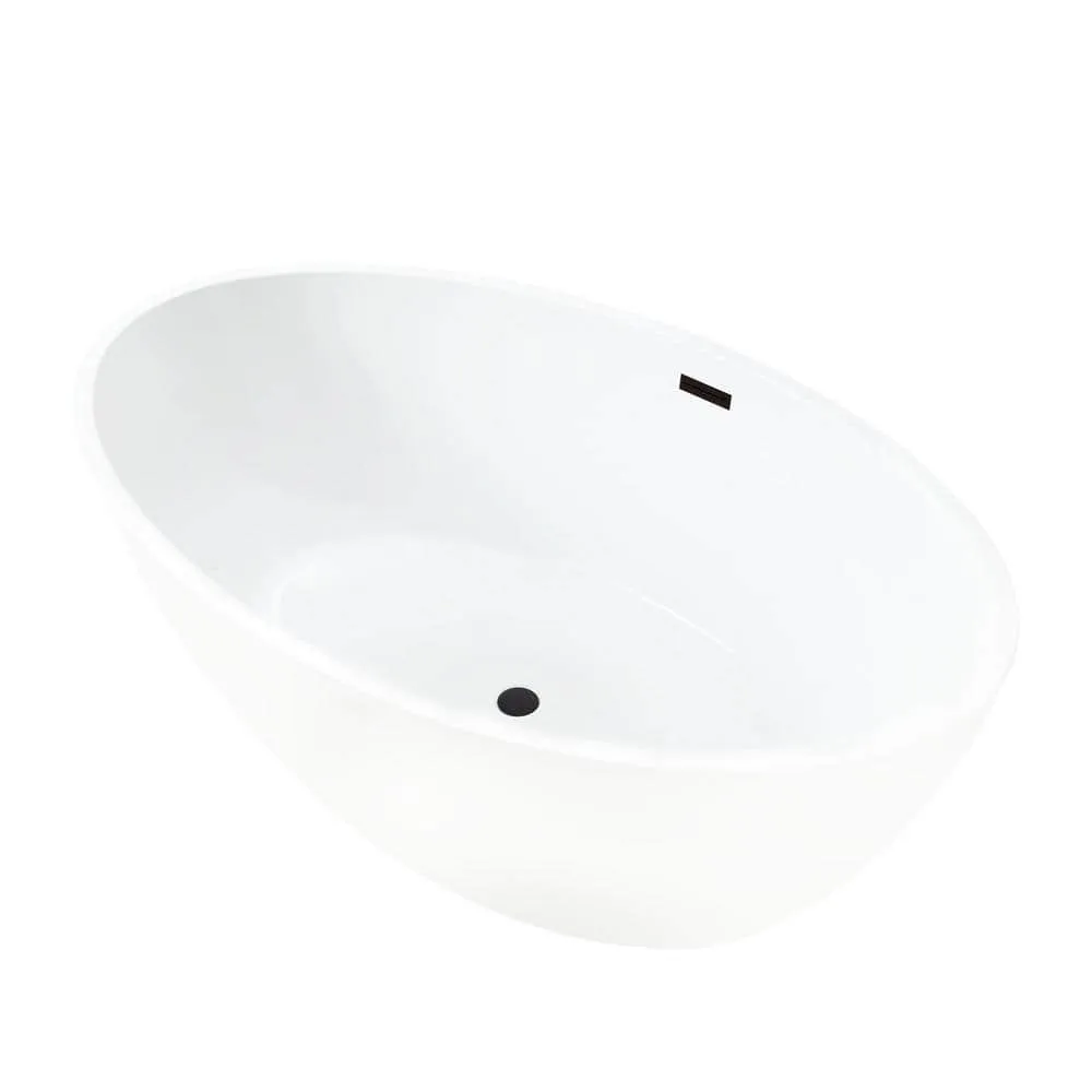 Vanity Art Amiens 69 in. x 40 in. Acrylic Flatbottom Freestanding Soaking Bathtub with Center Drain in White/Oil Rubbed Bronze, photo 3 of 6