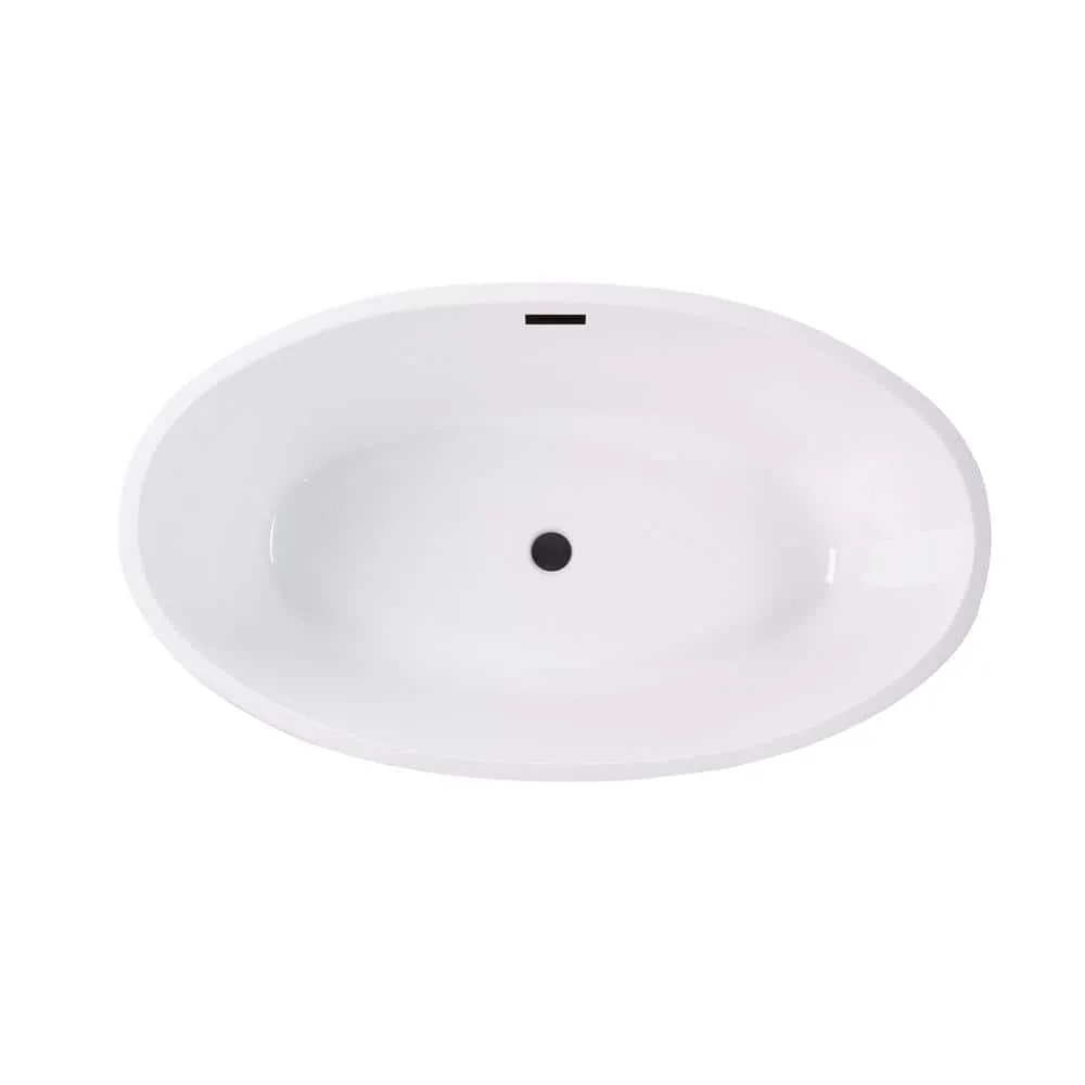Vanity Art Amiens 69 in. x 40 in. Acrylic Flatbottom Freestanding Soaking Bathtub with Center Drain in White/Oil Rubbed Bronze, photo 2 of 6