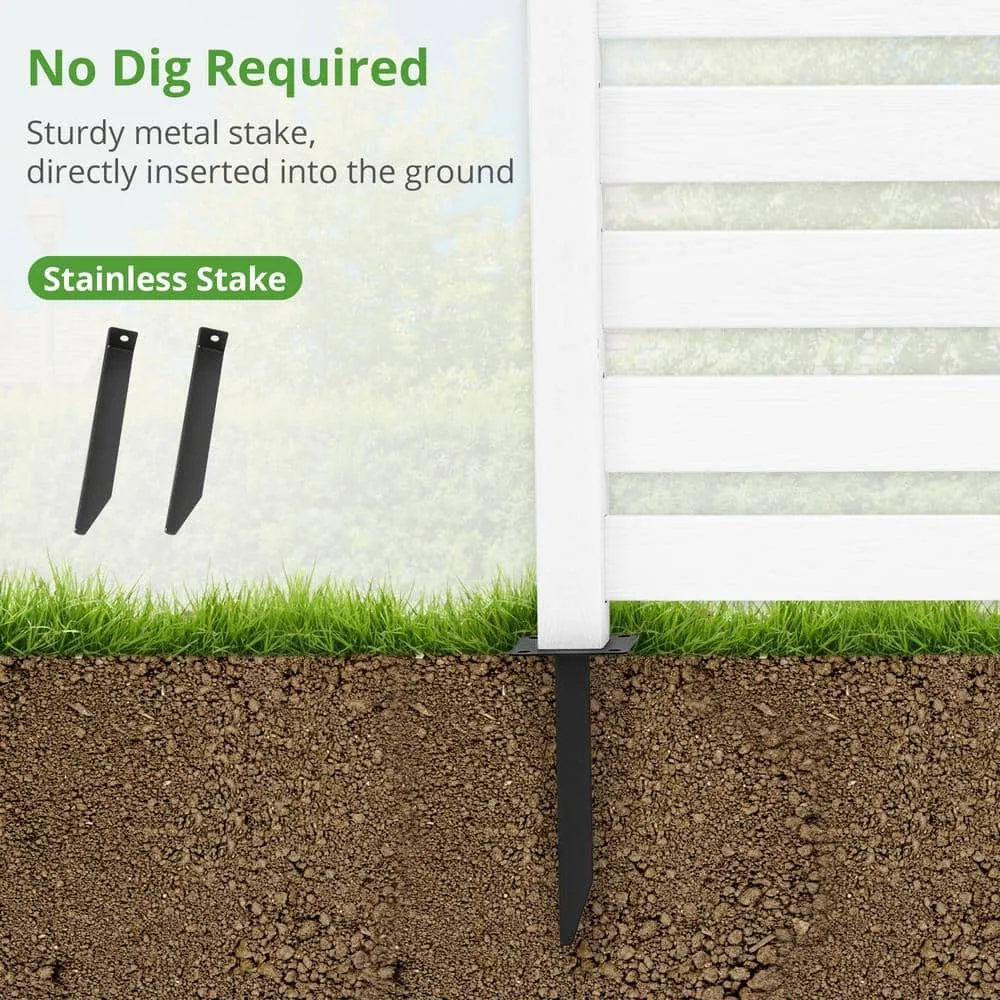 38 in. W x 46 in. H White Outdoor No Dig Fence Poly Plastic Picket Fence Panel Decorative Garden Privacy Fence(2-Pack), photo 3 of 11