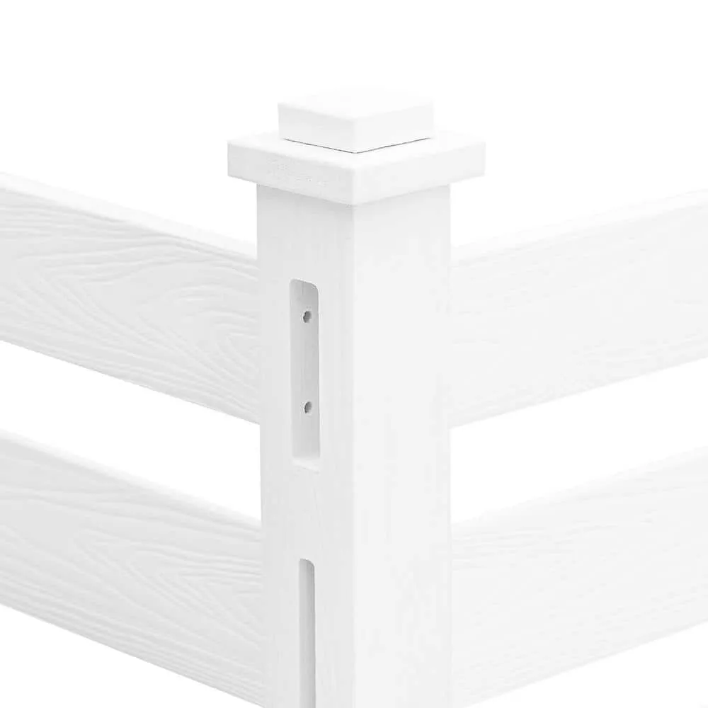 38 in. W x 46 in. H White Outdoor No Dig Fence Poly Plastic Picket Fence Panel Decorative Garden Privacy Fence(2-Pack), photo 7 of 11