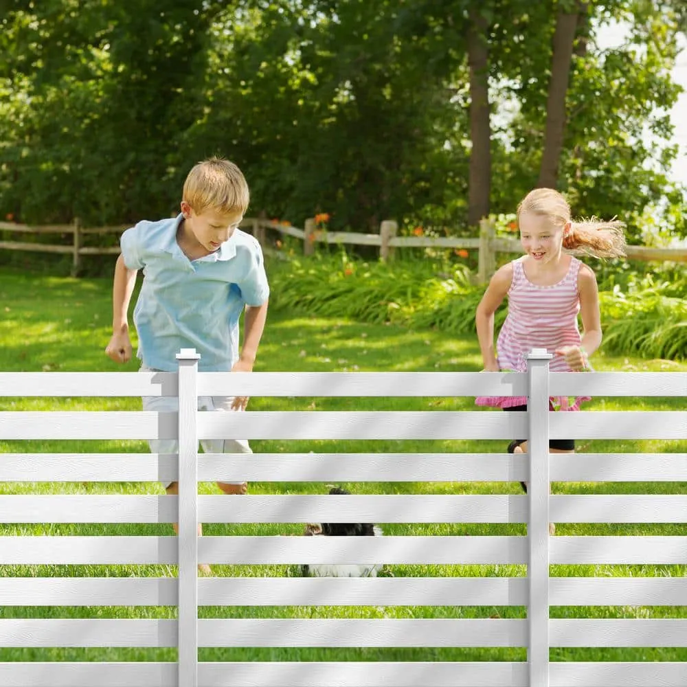 38 in. W x 46 in. H White Outdoor No Dig Fence Poly Plastic Picket Fence Panel Decorative Garden Privacy Fence(2-Pack), photo 11 of 11
