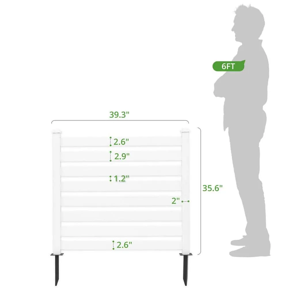 38 in. W x 46 in. H White Outdoor No Dig Fence Poly Plastic Picket Fence Panel Decorative Garden Privacy Fence(2-Pack), photo 6 of 11