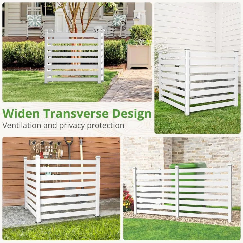 38 in. W x 46 in. H White Outdoor No Dig Fence Poly Plastic Picket Fence Panel Decorative Garden Privacy Fence(2-Pack), photo 4 of 11