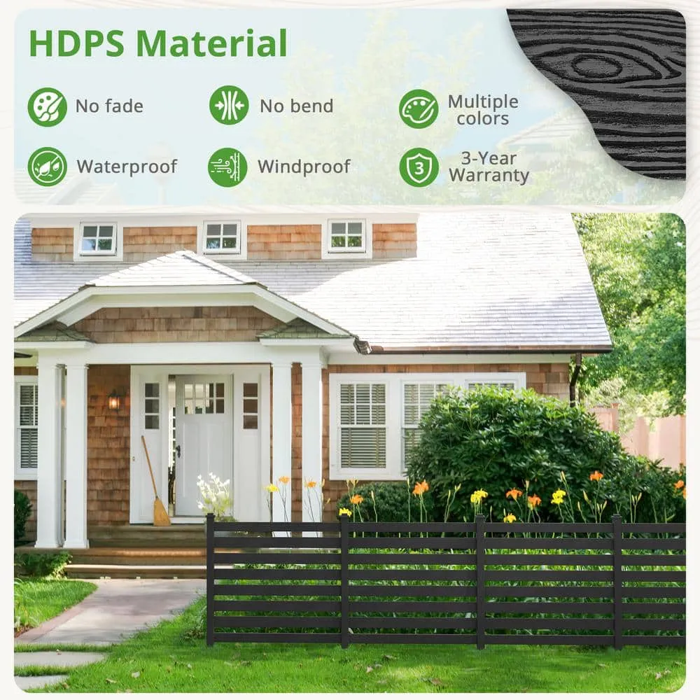 38 in. W x 46 in. H White Outdoor No Dig Fence Poly Plastic Picket Fence Panel Decorative Garden Privacy Fence(2-Pack), photo 2 of 11