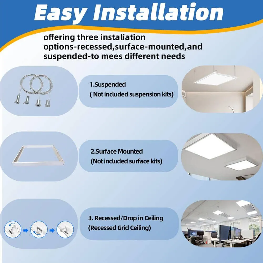 Honbei 2 ft. x 2 ft. 5800 Lumens Integrated LED Panel Light,5000K 0-10V Dimmable 2x2 LED Panel Lighting for Kitchen,16 Pack, photo 6 of 9