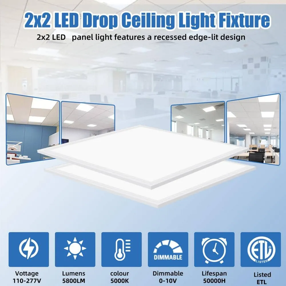 Honbei 2 ft. x 2 ft. 5800 Lumens Integrated LED Panel Light,5000K 0-10V Dimmable 2x2 LED Panel Lighting for Kitchen,16 Pack, photo 5 of 9