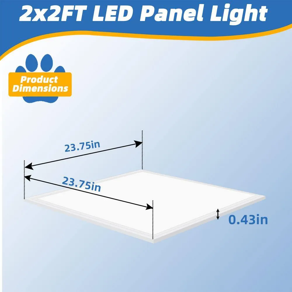 Honbei 2 ft. x 2 ft. 5800 Lumens Integrated LED Panel Light,5000K 0-10V Dimmable 2x2 LED Panel Lighting for Kitchen,16 Pack, photo 4 of 9