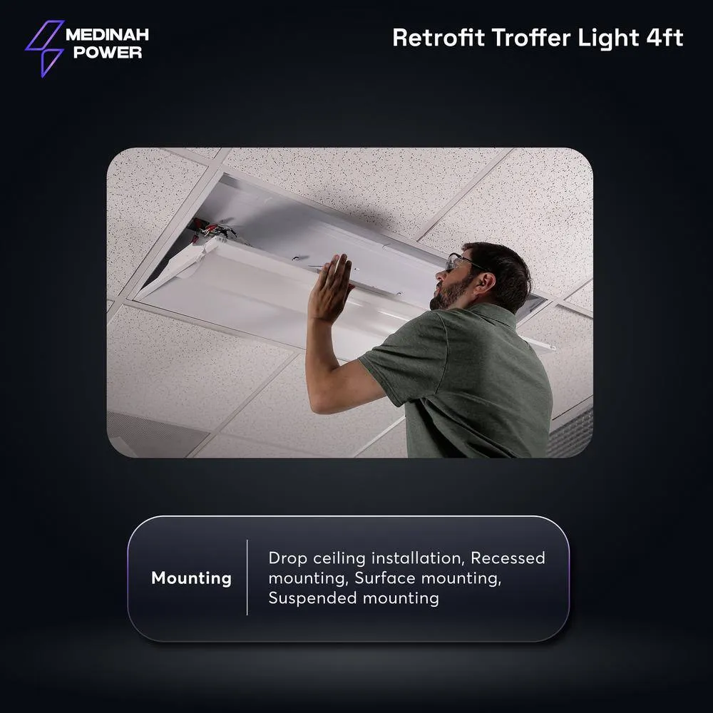 MEDINAH POWER 2 ft. x 4 ft. Integrated LED Watt/CCT Selectable White Troffer Retrofit Kit, 4250-5625 Lumens, 3500/4000/5000K (2-Pack), photo 9 of 12