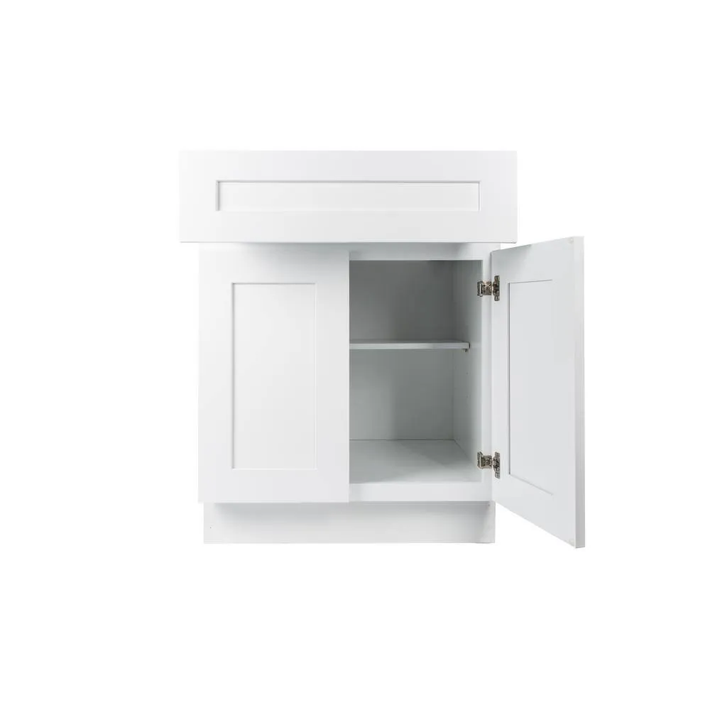 Plywell Ready to Assemble 27x34.5x24 in. Shaker Base Cabinet with 2-Door and 1 Drawer in White, photo 7 of 9
