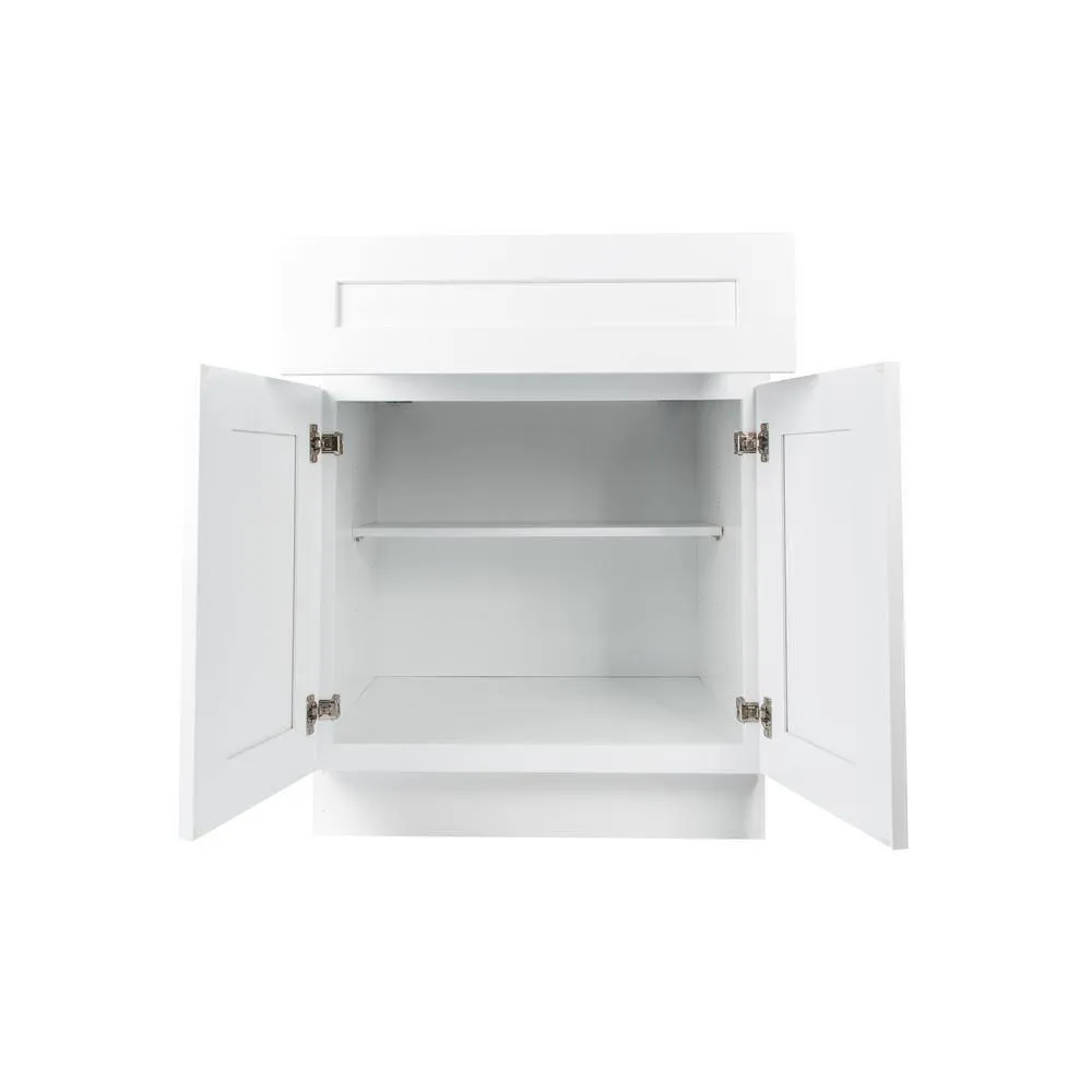 Plywell Ready to Assemble 27x34.5x24 in. Shaker Base Cabinet with 2-Door and 1 Drawer in White, photo 6 of 9