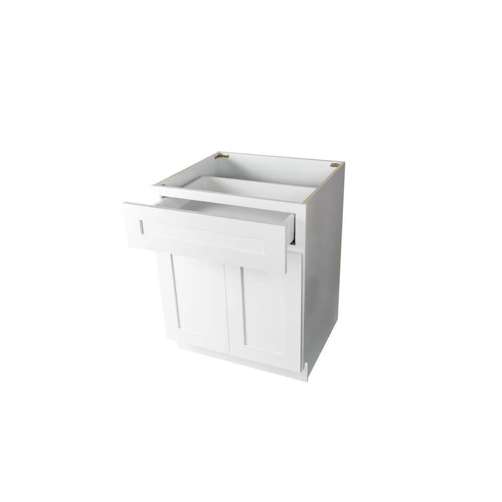 Plywell Ready to Assemble 27x34.5x24 in. Shaker Base Cabinet with 2-Door and 1 Drawer in White, photo 5 of 9