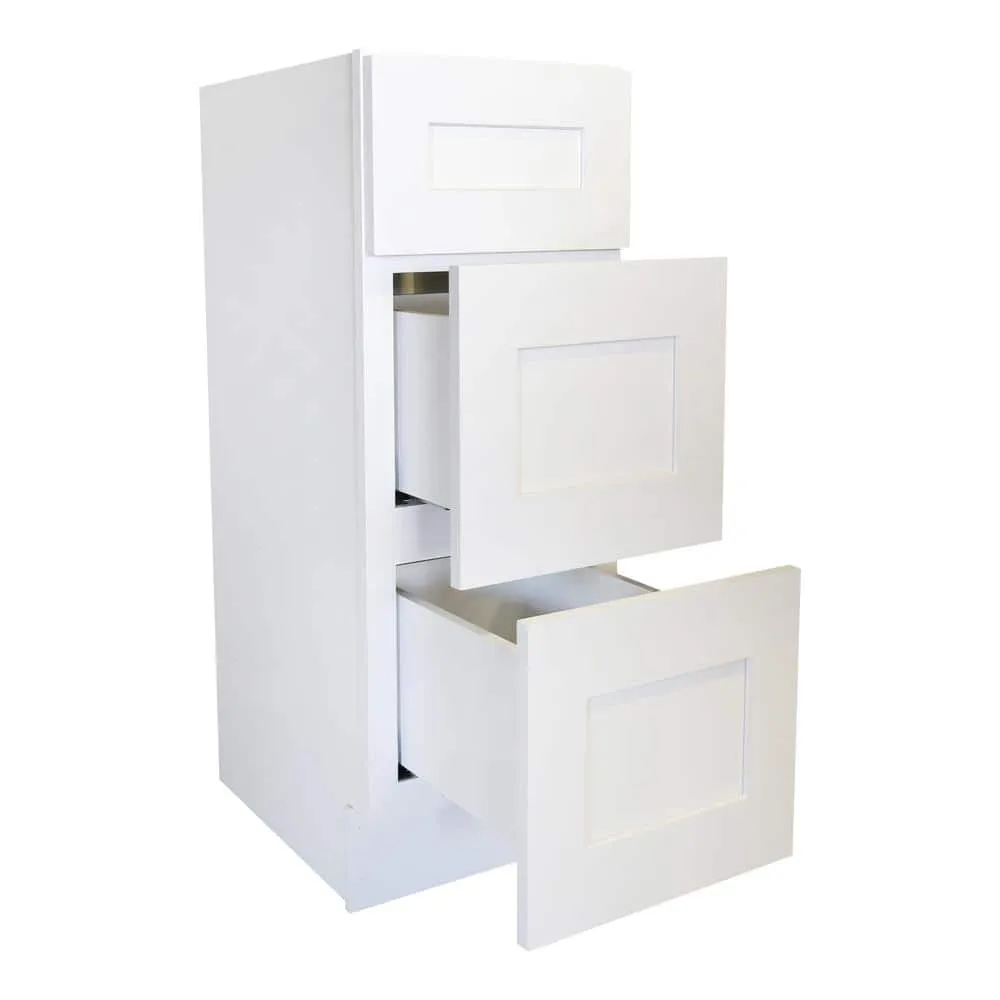 Plywell Ready to Assemble 12x34.5x24 in. Shaker Base with 1 Standard Drawer with 2 Deep Drawers in White, photo 4 of 9