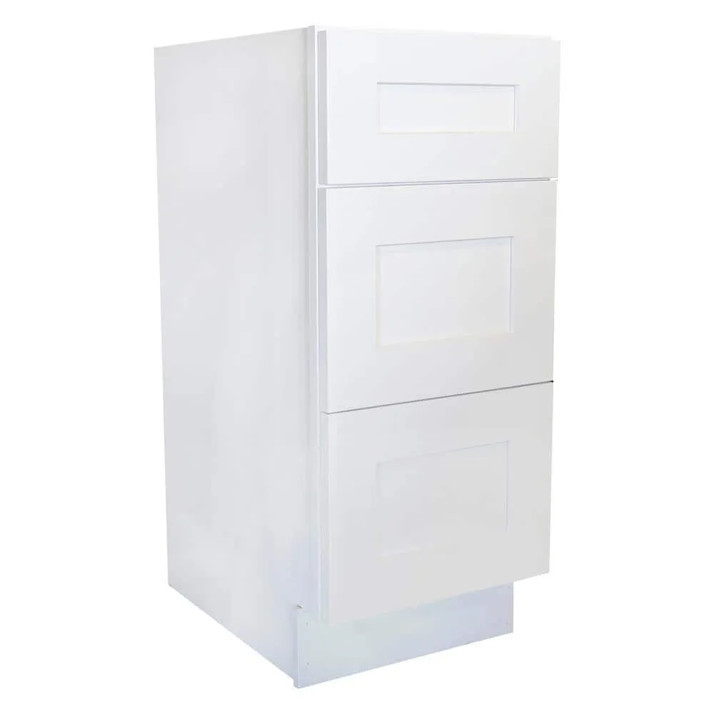 Plywell Ready to Assemble 12x34.5x24 in. Shaker Base with 1 Standard Drawer with 2 Deep Drawers in White, photo 3 of 9