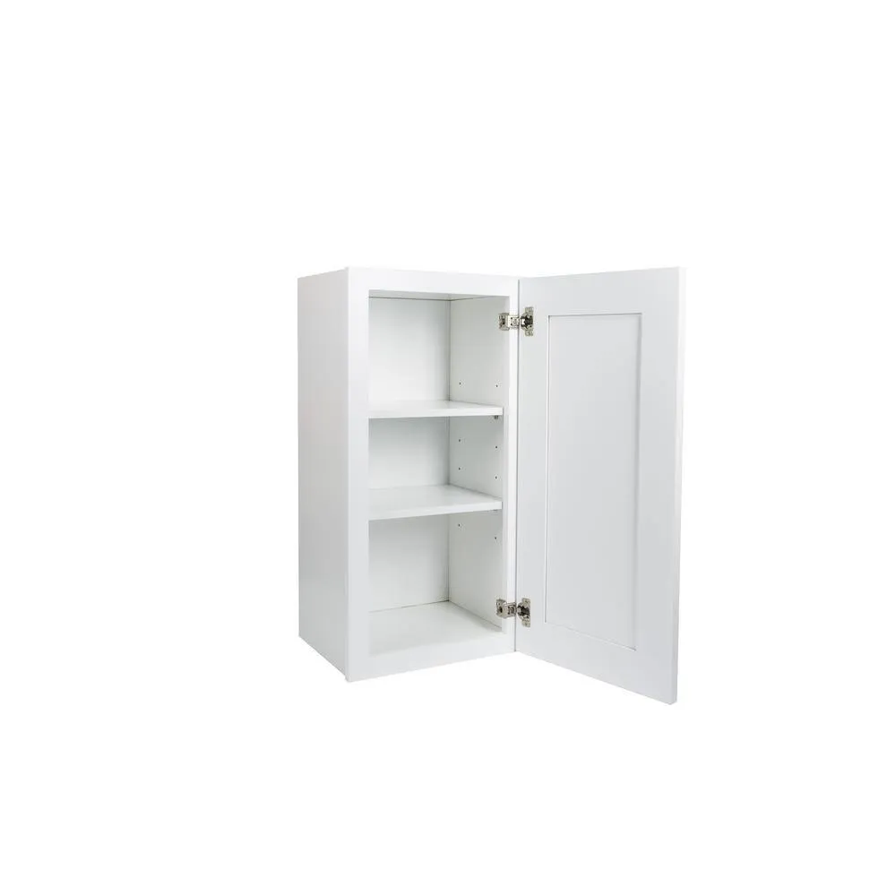 Plywell Ready to Assemble 9x30x12 in. Shaker 1 Door Wall Cabinet with 2-Shelf in White, photo 2 of 4