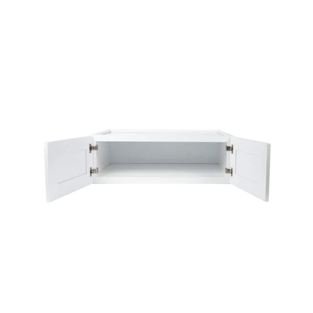 Plywell Ready to Assemble 33x15x12 in. Shaker High Double Door Wall Cabinet in White, photo 2 of 4