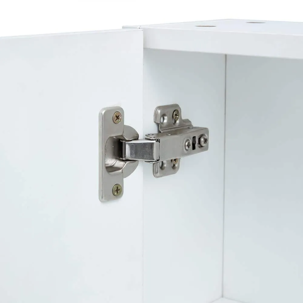 Polibi 21.6 in. W x 22 in. H White Rectangular Wall Mounted Medicine Cabinet with Mirror, Shelves and Towel Rack, photo 9 of 11
