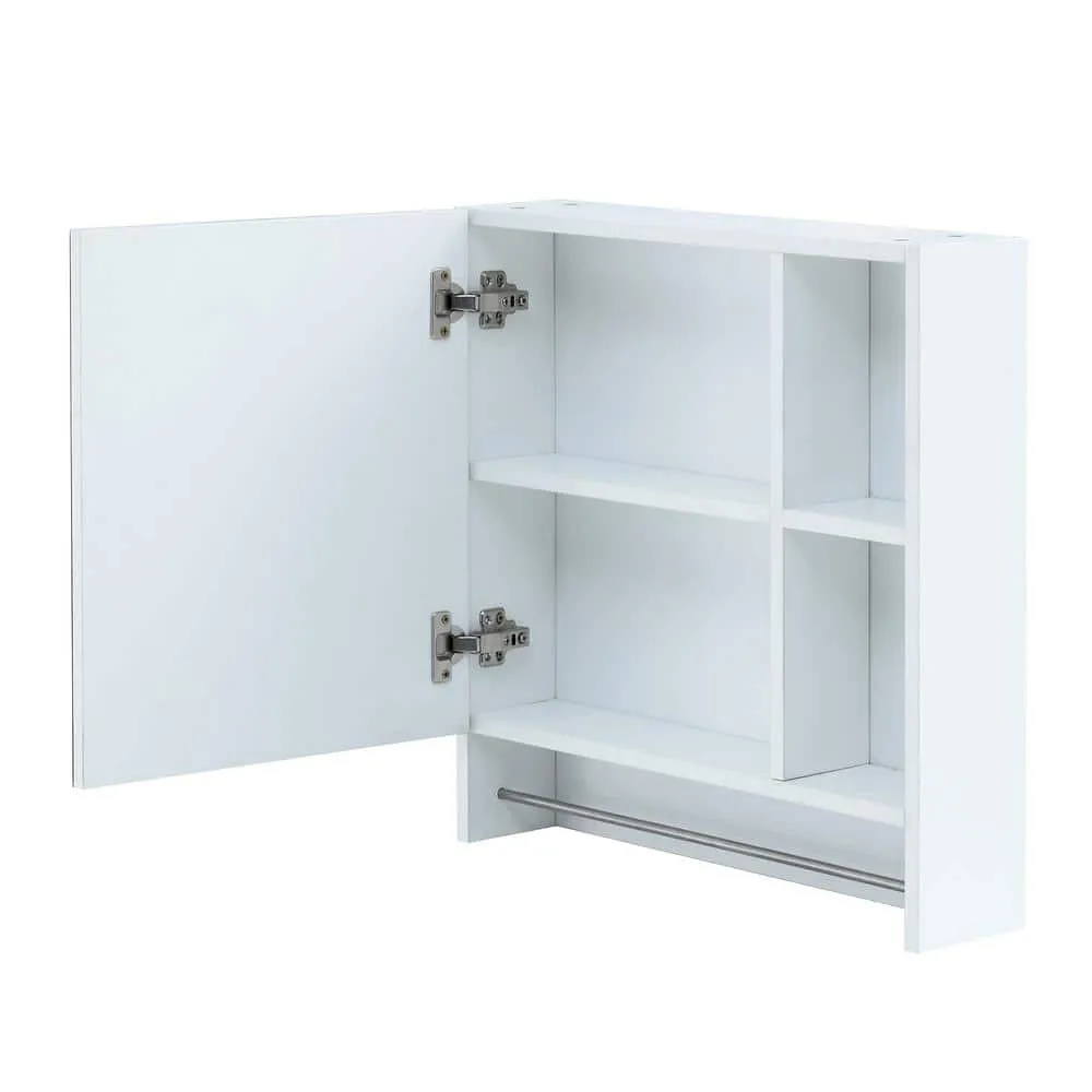 Polibi 21.6 in. W x 22 in. H White Rectangular Wall Mounted Medicine Cabinet with Mirror, Shelves and Towel Rack, photo 7 of 11