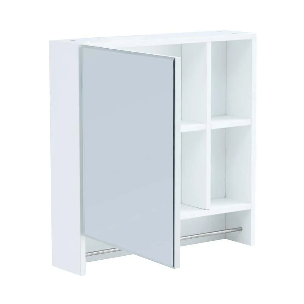 Polibi 21.6 in. W x 22 in. H White Rectangular Wall Mounted Medicine Cabinet with Mirror, Shelves and Towel Rack, photo 4 of 11