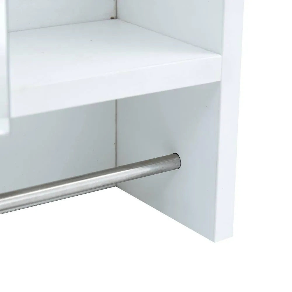 Polibi 21.6 in. W x 22 in. H White Rectangular Wall Mounted Medicine Cabinet with Mirror, Shelves and Towel Rack, photo 8 of 11