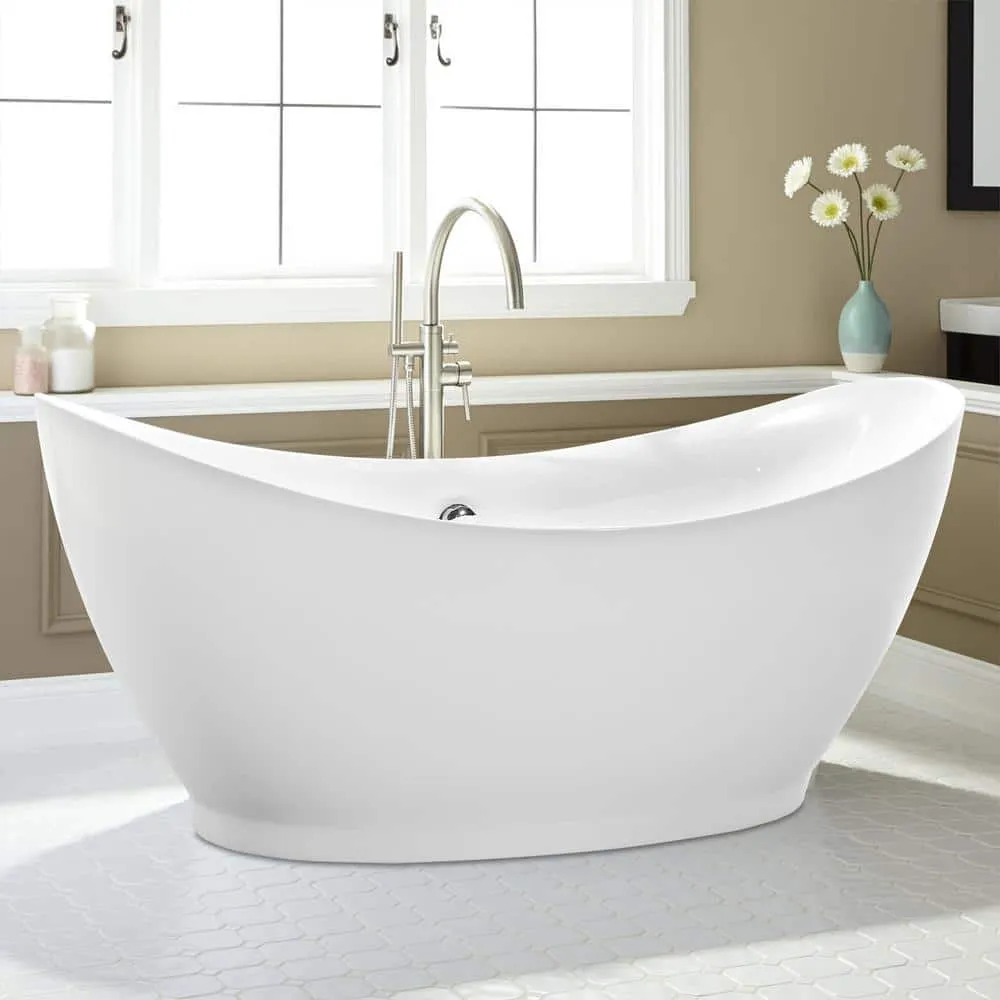 Vanity Art Blois 67 in. Acrylic Flatbottom Freestanding Bathtub in White, photo 13 of 13