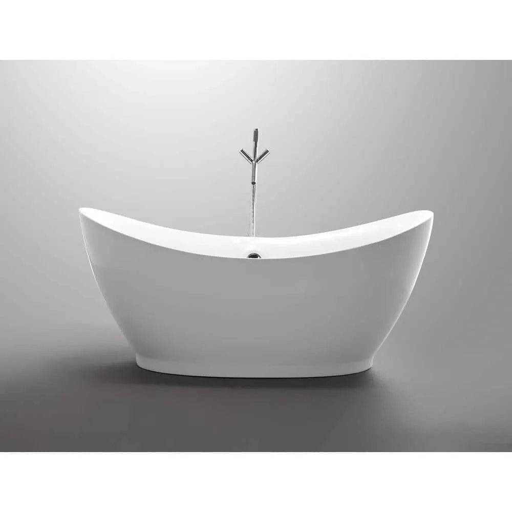 Vanity Art Blois 67 in. Acrylic Flatbottom Freestanding Bathtub in White, photo 11 of 13