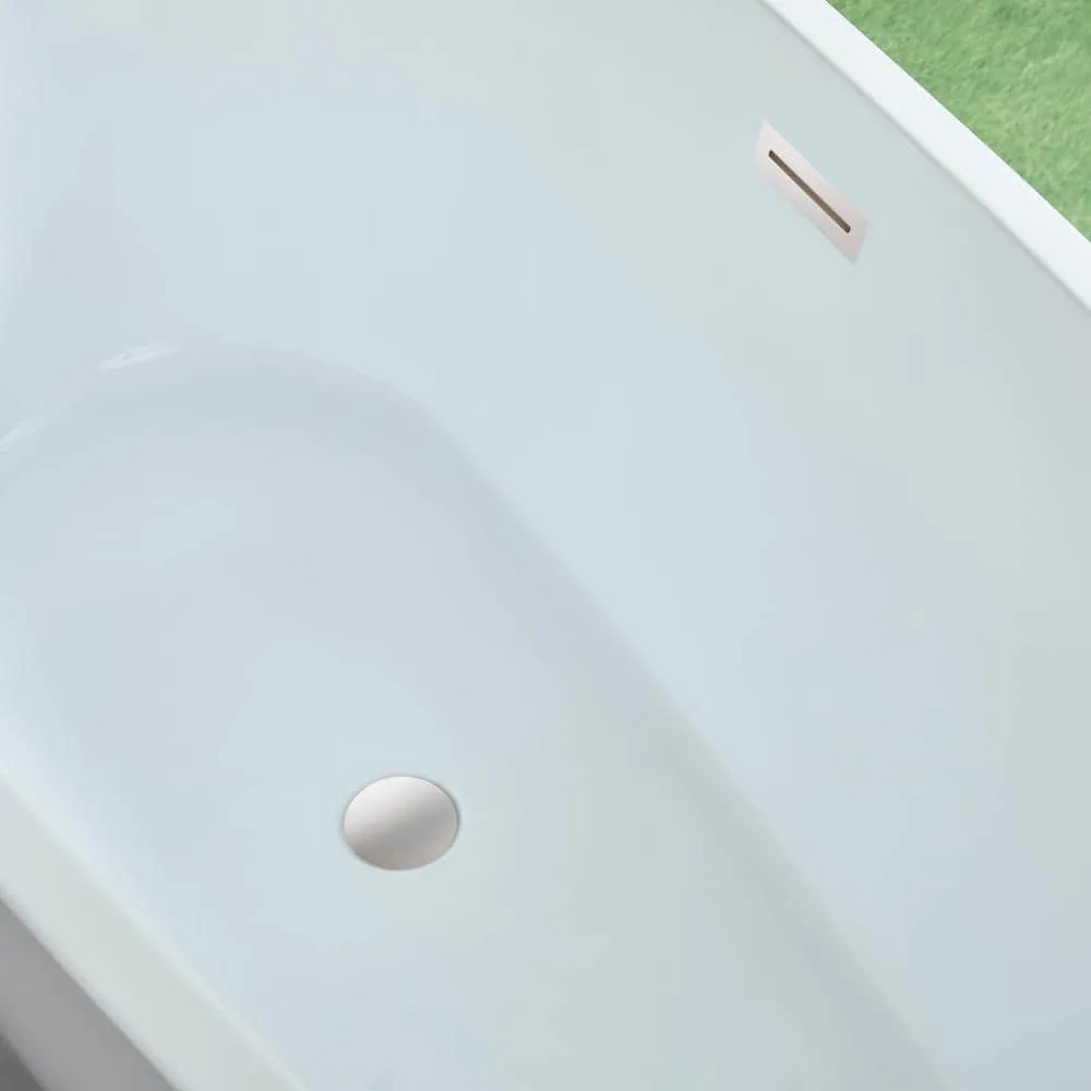 Vanity Art Bayonne 59 in. Acrylic Flatbottom Freestanding Bathtub in White, photo 5 of 9