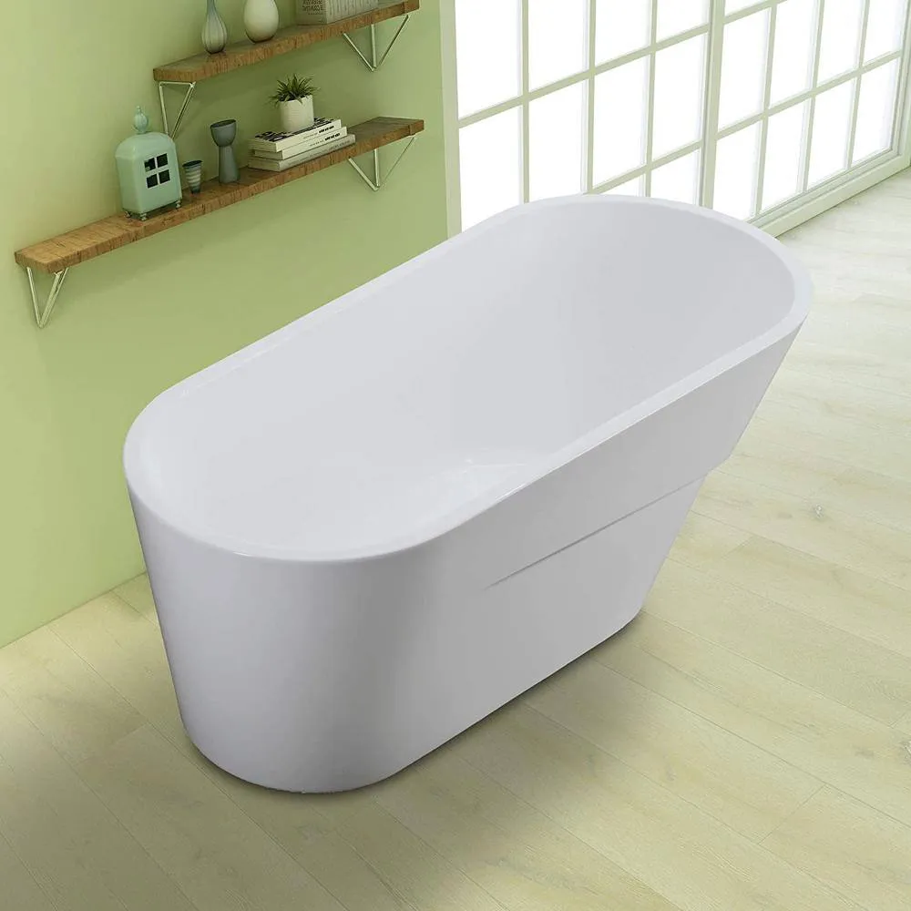 Vanity Art Nanterre 67 in. Acrylic Flatbottom Freestanding Bathtub in White, photo 10 of 10
