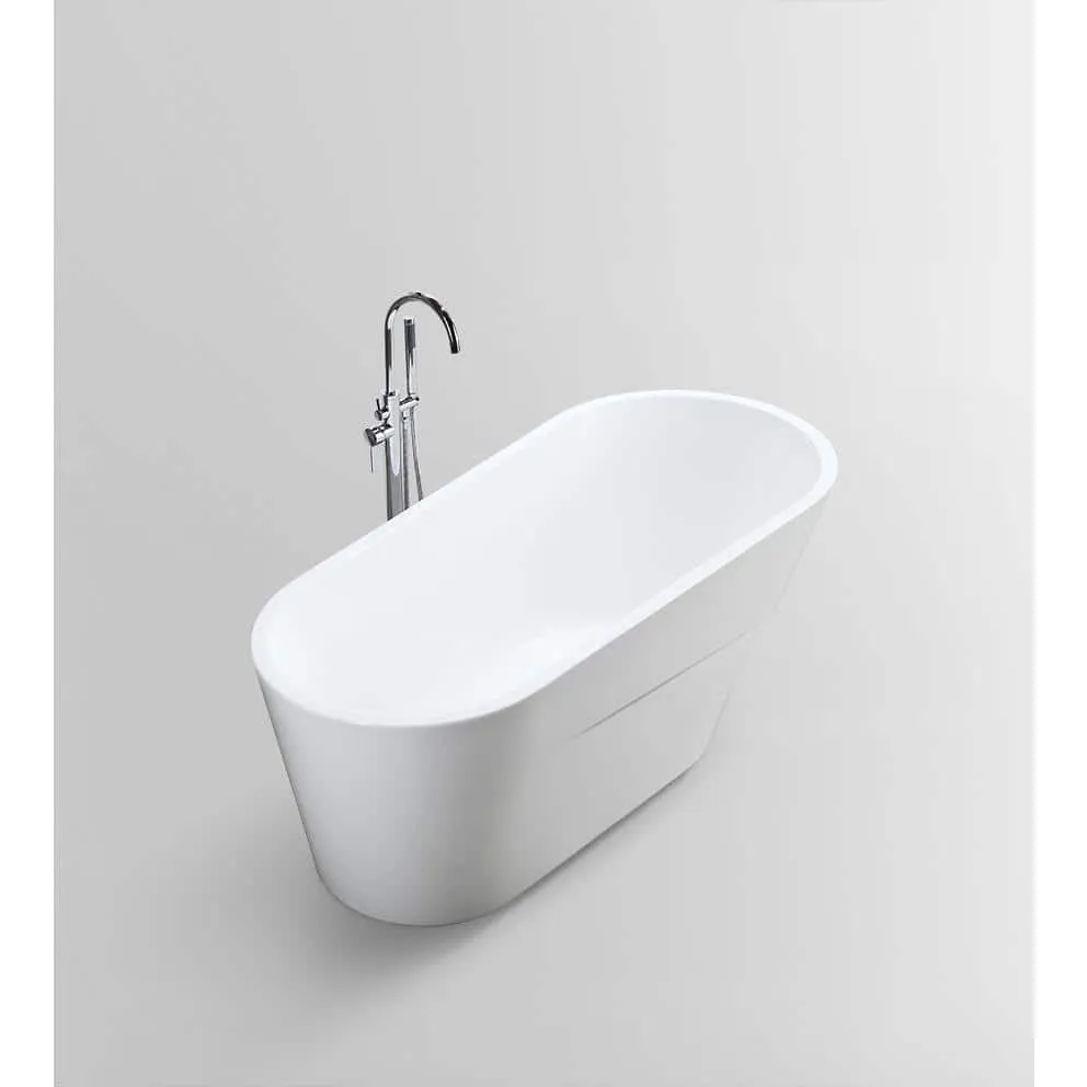 Vanity Art Nanterre 67 in. Acrylic Flatbottom Freestanding Bathtub in White, photo 9 of 10