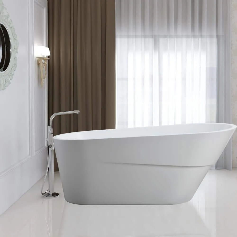 Vanity Art Nanterre 67 in. Acrylic Flatbottom Freestanding Bathtub in White, photo 2 of 10