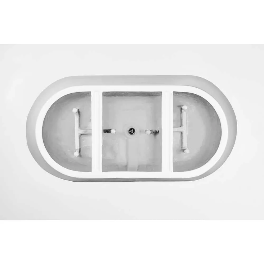Vanity Art Domme 59 in. x 29.5 in. Soaking Bathtub with Center Drain in White/Polished Chrome, photo 3 of 10