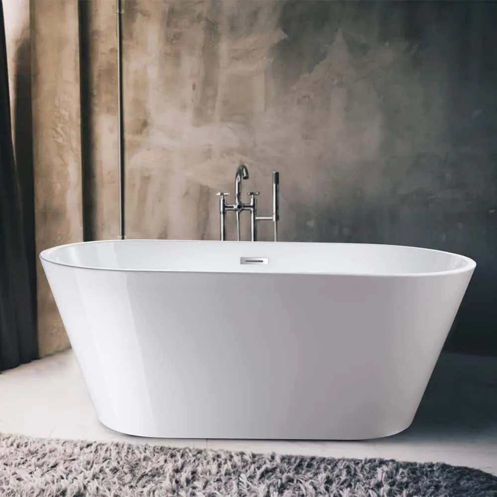 Vanity Art Domme 59 in. x 29.5 in. Soaking Bathtub with Center Drain in White/Polished Chrome, photo 7 of 10