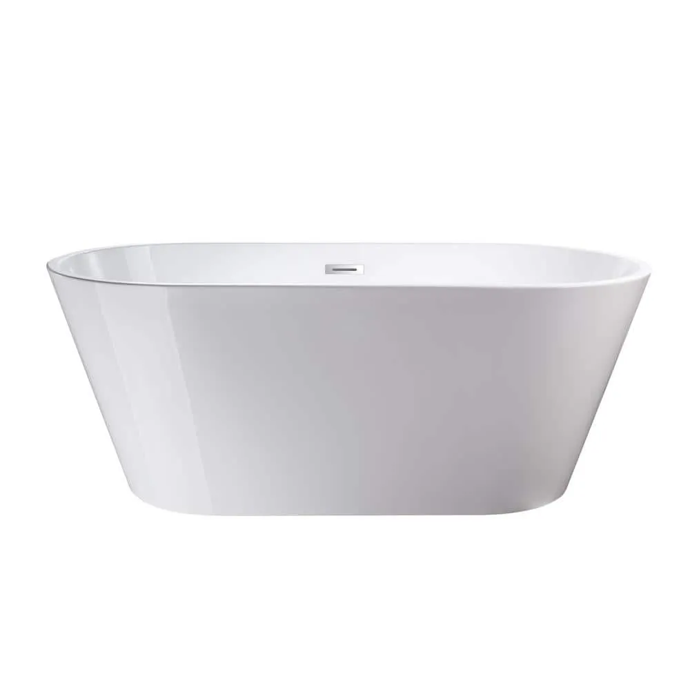 Vanity Art Domme 59 in. x 29.5 in. Soaking Bathtub with Center Drain in White/Polished Chrome, photo 4 of 10